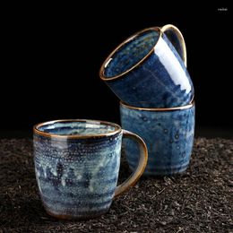 Mugs European Ceramic Coffee Cup Blue Retro Couple Mug Creative Home Breakfast Milk Office Afternoon Tea Accessories