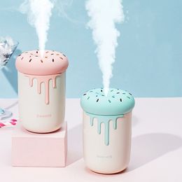 Humidifiers 250ml Lovely Donut Air Humidifier USB Aromatherapy Diffuser with Romantic LED Lamp Ultrasonic Mini Car Water Mist Maker Atomizer 230427