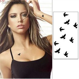 Tattoos Coloured Drawing Stickers ATOMUS 10cm Wrist Temporary Tattoo Stickers Temporary Body Art Waterproof Small Birds Fly Tattoo Pattern Tattoos StickerL231128