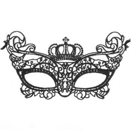 Party Masks Halloween Masquerade Mask Women Lovely Lace Crown Half Face Venetian Supplies Mardi Gras Noble Mysterious For Christmas Dhmst