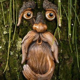 Garden Decorations Tree Faces Decor Outdoor Funny Unique Large HandPainted Bird Feeders For Yard Art Easter And Indoor Resin Craft y231127