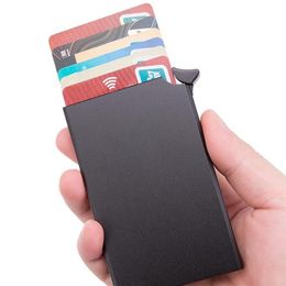 Wallets Bycobecy Rfid Smart Wallet Holder Metal Thin Slim Men Pass Secret Up Minimalist Small Black Purse185o