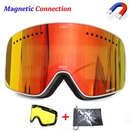 Ski Goggles Magnetic Antifog UV400 Double Layers Lens Snowboarding Skiing for Men Women Glasses Eyewear Graced lens 231127