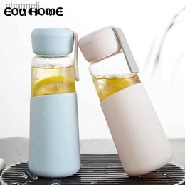 water bottle 400ml Direct Drinking Glass Water Bottles Portable Outdoor Sports Hand Held Bottle Creative Anti-fall Bottles Lemon Juice Kettle YQ231128