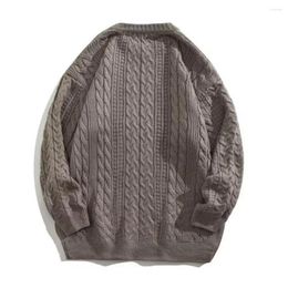 Men's Sweaters Men Solid Colour Sweater Pullover Cosy Fall Winter Loose Twisted Knit Elastic Round Neck Soft Warm