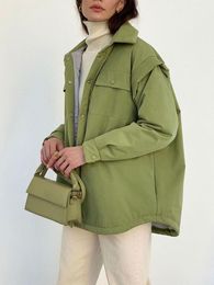 Parkas Women's Winter Jacket 2022 Warm Oversize Green Vest Coat Without Sleeve Loose Thermal Parka Bomber Jacket for Women Streetwears