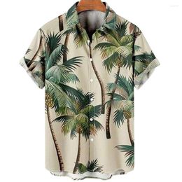 Men's Casual Shirts 2023 Hawaiian Men's Shirt Coconut Tree3D Print Summer Men Button Short Sleeve Top Fashion Male Beach