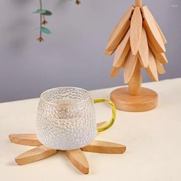 Table Mats 1 Set Heat Insulation Beech Wood Tree-inspired Design Anti-scald Pot Holder High Temperature Protect Coasters