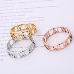 Cluster Rings 925 Sterling Silver Female Sweet Ring Finger Elegant Rome Numbers Simple Circle For Woman Girl Fashion Jewellery