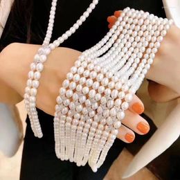 Pendants Natural Sweater Chain Freshwater Pearl Women's 7-8mm Selected Strong Light Micro Flaw Necklace