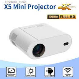 Projectors X5 projector 4K supported 2+32G 1080P Android 11.0 Wifi 5G 12000 Lumens BT 5.2 Beam projector For Home theater office camping Q231128