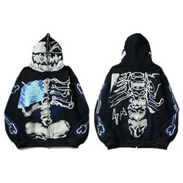 Women'S T-Shirt Sss Mens Hoodies Halloween Hip Hop Retro Skeleton Men Streetwear Letter Hoodie Man Womens Hooded Skateboards Hoody H Dhoi1