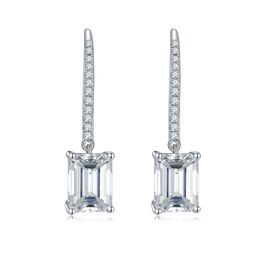 Fashion 925 Sterling Silver 6*8mm Square Moissanite Diamond Earrings Jewelry for Girls Women Nice Gift Studs