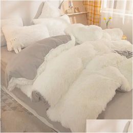 Bedding Sets Luxury Duvet Ersuper Long Wool Shaggy Soft Coral Fleece Warm Cozy Set Mink Veet Quilt Er Bedspread Blanket Drop Deliver Dhk6G