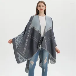 Scarves Women Tassel Open Stitch Poncho Female Loose Bearded Leopard Print Diamond Split Shawl Knit Ponchos And Capes Sweaters