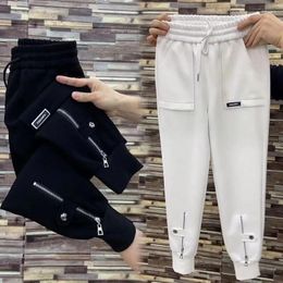 Women's Pants Fashion Autumn High Waist Women Harlem Loose And Slim Skinny Zipper Thickened Sports Casual Trousers Female