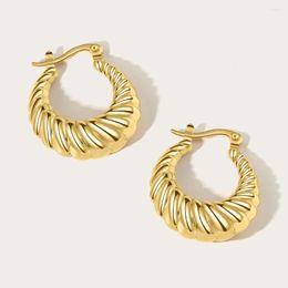 Hoop Earrings YACHAN Punk Metal Stainless Steel Gold Plated High Quality Solid Twisted Personality Jewellery For Women