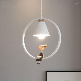 Pendant Lamps Nordic Bedside Chandelier E27 Socket Single Head Modern Minimalist Bedroom Lamp Creative Restaurant Dining Room Light