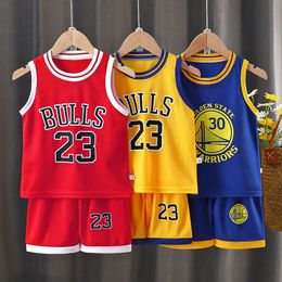 Rompers Baby Children Summer Sportwear Clothes Suit Kid Girl Boy Breathable Cool Basketball Football Tracksuit Casual Uniform Set 230427