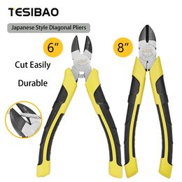 Tang Side Cutter Diagonal Pliers 6"/8"Japanese Style LaborSaving Professional Electrician Hand Tools for Cutting Wire