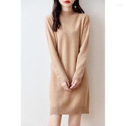 Casual Dresses Women Merino Wool Sweater Dress 2023 Autumn/Winter Female O-Neck Warm Basic Knitted Jumper