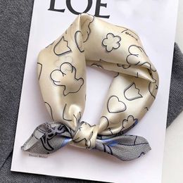 Scarves Fashion 2022 Women Summer100 Silk Neck Scarf for Hair Headband Luxury Design Print Square Scarves Lady Bandana Kerchief J0428