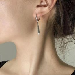 Stud Earrings Minimalist Feng Shui Droplet Shape Circle Ear Buckle Women's Fashion Simple Long Earring Style Versatile Matte