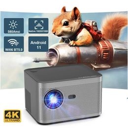 Projectors Transpeed Android 11 Smart 4K Projector 1080P 580ANSI WiFi6 BT5 0 Allwinner H713 Home Theater Outdoor Movie Cinema 231128