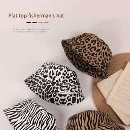 Caps Hats Toddler Summer Bucket Cute Leopard Animal Pattern Short Brim UV Protection Fisherman For 26Years Baby Girls Boys 230427