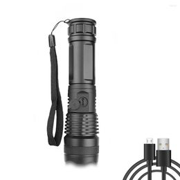Flashlights Torches XHP50 Outdoor LED Torch Zoom Powerful Rechargeable Lantern
