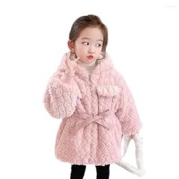 Jackets Girls Fur Coat Cartoon Pattern For Casual Style Kids Winter Children's Clothing