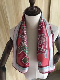 Sarongs ankomst mode elegant 100 silkescarf 9090 cm fyrkantsjal twill wrap för kvinnor lady girl 230427