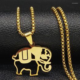 Pendant Necklaces Fashion Elephant Stainless Steel For Men Gold Colour Chain Jewellery Cadena Hombre N18892S08