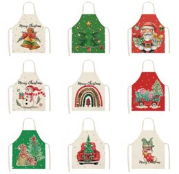Christmas Aprons Adjustable Kitchen Women Chef Cooking Santa Claus Tree Snowflake Style Baking Grilling Aprons 68x55cm3425340