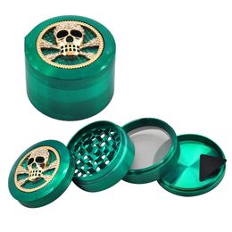 New zinc alloy diameter 63mm Skull gem Grinders Smoking Herbal Spice Crusher Metal Grinder 4 Layers metal grinder