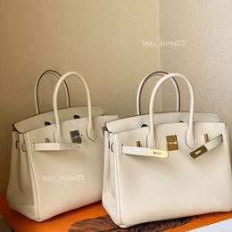 Wax Classic Top Leather Real Tote Lady Calfskin Top Genuine Bag Handmade Quality H-zipper Thread Bags Litchi Togo Pattern Handbag Buckle Ba9k