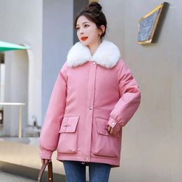Women's Trench Coats 2023 Winter Jacket Women Parka Fur Collar Down Cotton Clothes Loose Fashion Warm Padded Overcoat Snow Wear Coat
