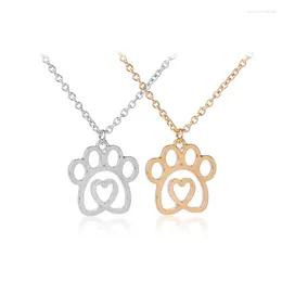 Pendant Necklaces Heart Puppy Memorial Jewelry Animal Prints Dog Lover Necklace Silver Color Pet Women