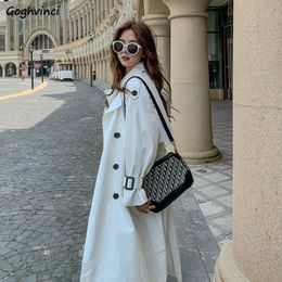 Raincoats Korean Trench Coat for Women Fashion white Double Breasted Loose Casual BF Coat British Style Elegant Simple Allmatch Chic Thin