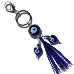 Keychains Turkish Blue Evil Eye Key Chains Ring Holder Keychain Amulets Lucky Charm Glass Hanging Pendant Blessing Protection