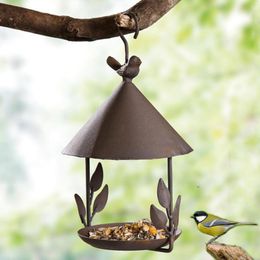 Feeding Iron Bird Feeder Rainproof Windproof Hanging Style Pet Bird Feeder for Various Pet Birds Feeding Supplies Outdoor Garden Decor