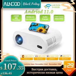 Projectors Alincoo D7W Projector 4K 1080P Full HD Beam Projector LED 480 ANSI Android 11 Smart 15000 Lumens Auto Focus HDR10+ Home Theatre Q231128