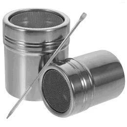 Dinnerware Sets Container Coffee Sprinkler Travel Stainless Steel Shaker Sugar Bowl Lid Seasoning Bottle El