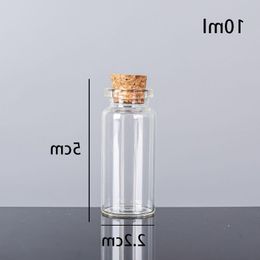 10ML 22X50X125MM Small Mini Clear Glass bottles Jars with Cork Stoppers/ Message Weddings Wish Jewellery Party Favours Tcppo