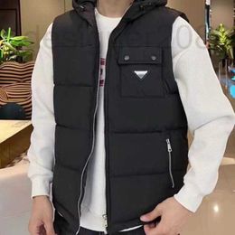 Men's Vests Designer Winter Down Men Women Windproof Hooded Jacket Vest Embroidered Parka Zipper Cardigan Coat Cotton Jackets 4VWA