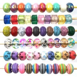 Big Hole Round Rhinestone Resin Beads Loose Spacer Bead For DIY Jewellery Making Bracelet Necklace 10pcs/set