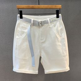 Men's Shorts White Shorts Men Fashion Streetwear Knee Length Bermuda Shorts Men Cotton Fibre Jean Shorts 230428