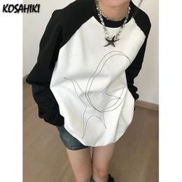 Women's T-Shirt KOSAHIKI Y2k Aesthetic Long Sleeve T-shirt Women Star Print Loose Graphic TShirt Fairy Grunge Vintage Tee Shirts Femme Emo Tops 230428