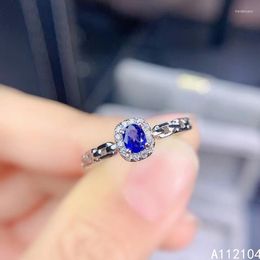Cluster Rings KJJEAXCMY Fine Jewellery 925 Sterling Silver Inlaid Natural Sapphire Women Fresh Chinese Style Gem Ring Support Detection