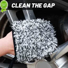 New Two-sided Cleaning Gloves Pocket Design Soft Microfiber Car Body Detailing Washing Strong Water Absorbent Cleaner Glove Mitt